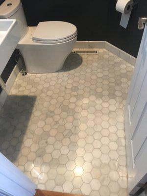 Off white Hexagonal Tile Floor