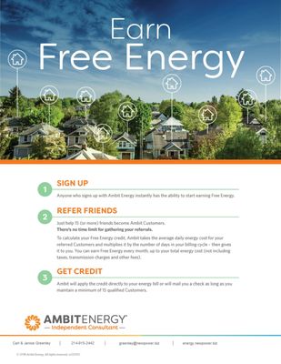 Sign up for energy with us, refer your friends, earn free energy!