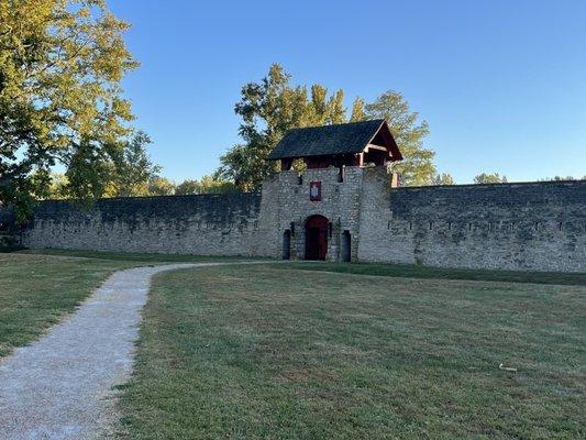 East Gate at sunset . This was a ruin when the Lewis and Clark Expedition passed through the area in the early 1800s.