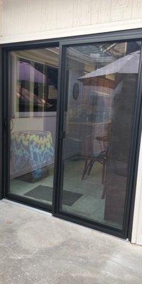 sliding glass door, very solid.