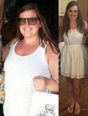 Erin's before and after losing 48 lbs. and 13% body fat!