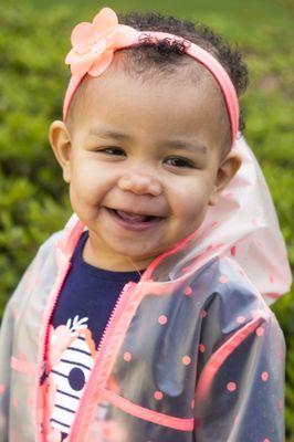 One year Drielle stopped for a smile while running through Kubota Garden