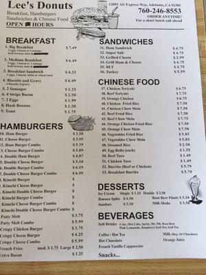 Lees donuts menu. A little of everything here!