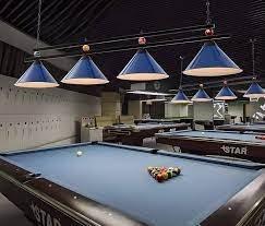 The correct pool table light.  Notice the light is directed DOWN onto the table not OUT into the players' faces.