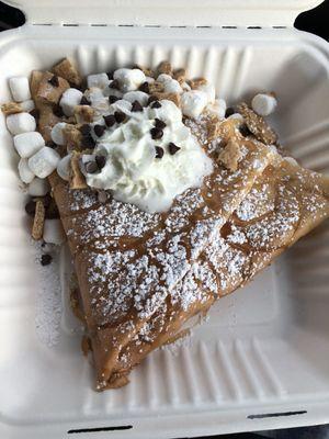 S'mores crepe with caramel sauce