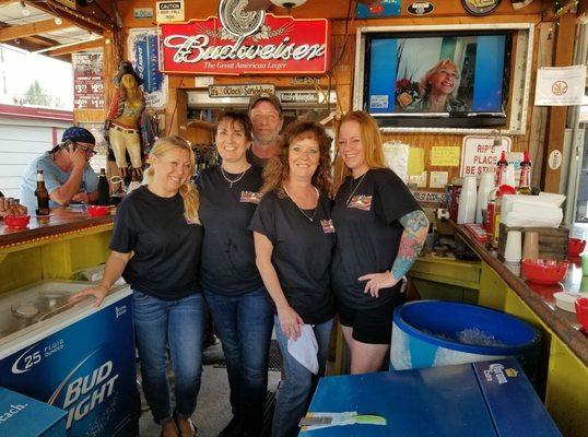 Our Tiki Bar Staff on our 21st Anniversary  Way to go Team Peggy's.