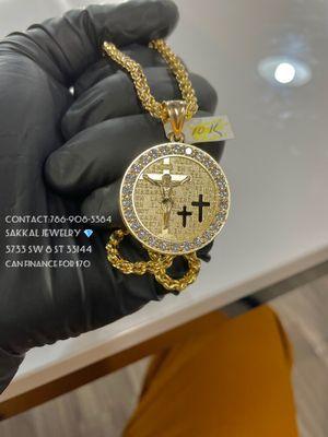 10K Italian Gold Chain with Lord's Prayer Medal Pendant.