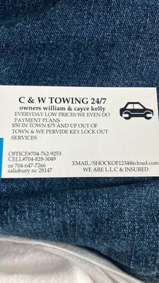 C & W towing service 24/7