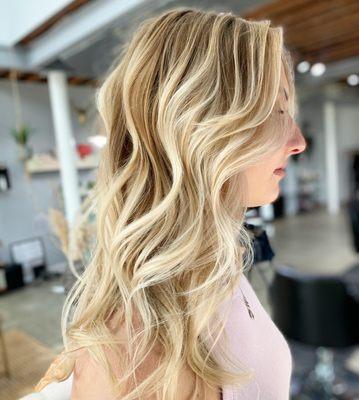 Buttery blonde balayage