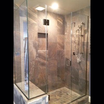 Frameless Shower Enclosure with Low Iron Ultra Clear Glass Installed with U-Channel