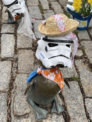 A FREE EVENT! ! The Make Way for Ducklings bronze statues dressed up in Star Wars gear. Very Cool!  @ The Boston Public Gardens