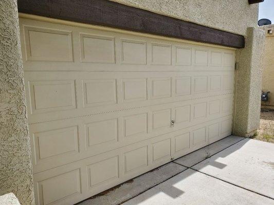 Double Garage Door with Short Panel Design.