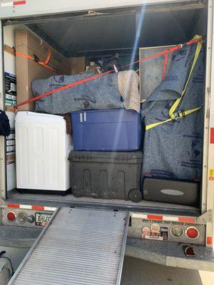 Loading a truck before heading long-distance.