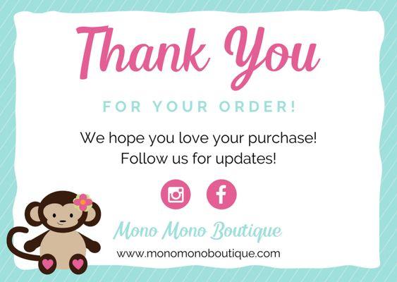 Mono Mono Thanking customers for their online orders during the COVID19 Pandemic 2020.