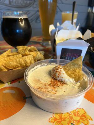 Spicy queso fresco dip + chips