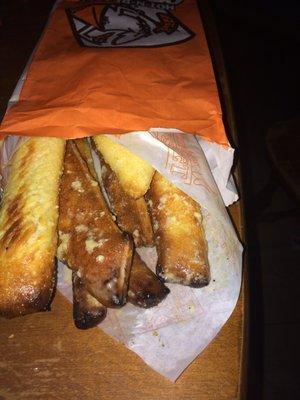 So these are the crazy bread sticks I was given with my hot and ready I ordered tonight..This is unacceptable.