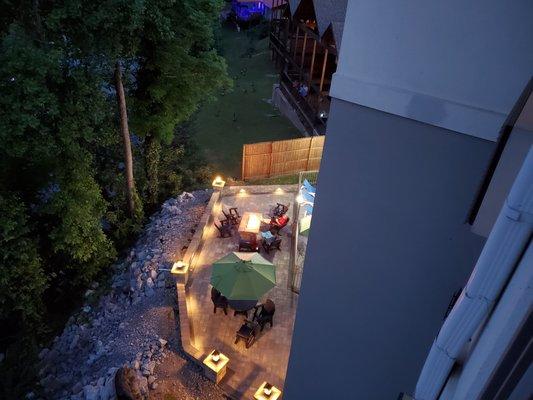 People enjoying the firepit at night!