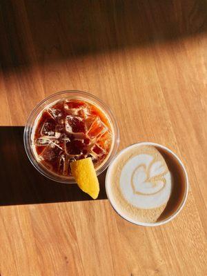 Maple latte and espresso tonic for this warm and Sunny fall day