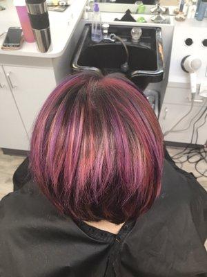 Purple and ruby red