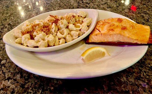 Cedar Planked Salmon and Lobster Mac & Cheese