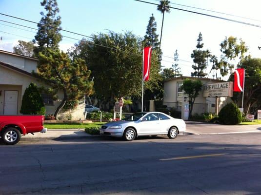 The entrance to the apartments