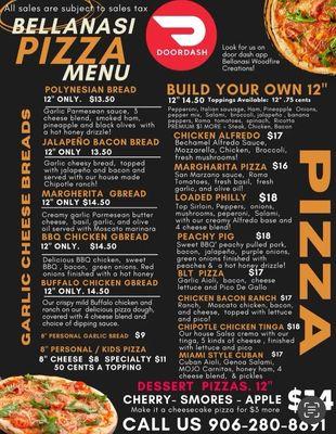 Pizza menu