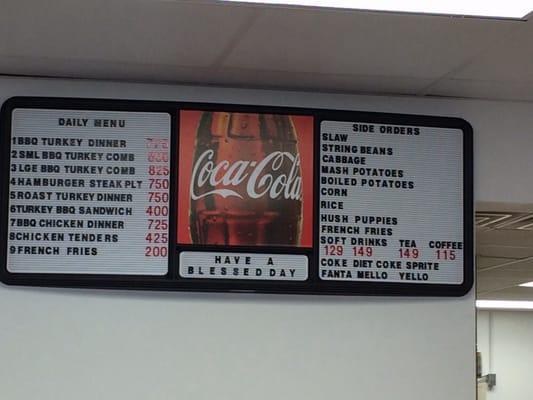 Menu board