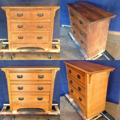 Furniture refinishing project. The two above photos or before and the two below photos are the after.