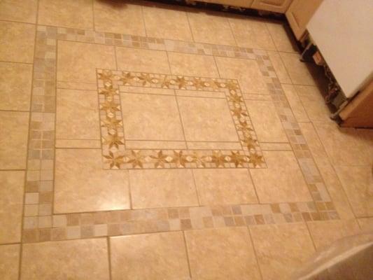 Here is my kitchen floor that I put together from the tiles I picked up at 4 Ever Tile.