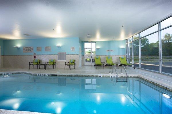 Indoor heated salt water pool provides year round relaxation.