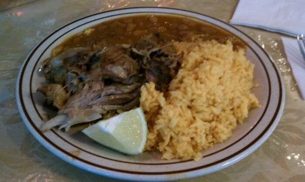 pernil, rice, and beans