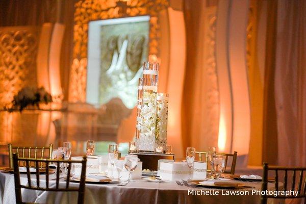 Centerpieces with Cylinders and Floating Candles