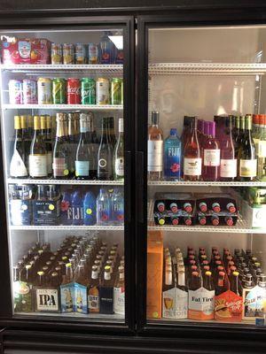 Chilled white wines, sparkling,champagne & Prosecco.  Beers, ciders, hard seltzer.  Water & sodas.