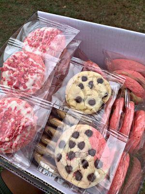 Strawberry Chocolate Chip
Strawberry Crunch 
Chocolate Chip Cookies