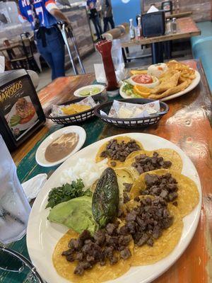 Tacos de Fajita and Chicharron Pieza