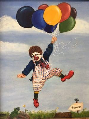 Great painting of the creepiest clown I've ever seen.