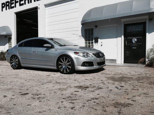 VW CC in for lowering springs and an APR Stage1 ECU upgrade http://www.preferredcustoms.com/apr-tuning/