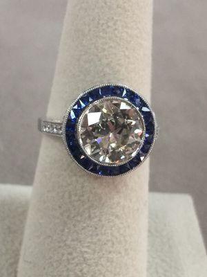 Platinum Diamond & Sapphire Ring