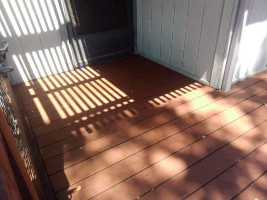 This is the  entrance to the house where the deck was restained by my company Hartzell's Handyman Services of Lake County California