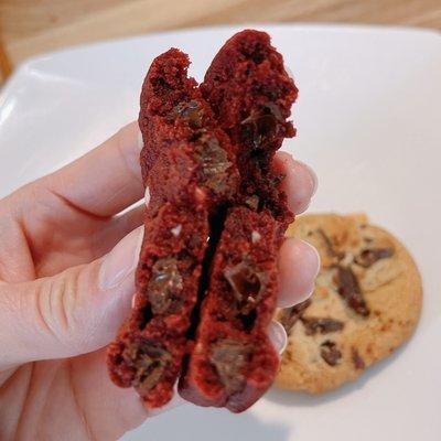 Cross section of Red Velvet cookie