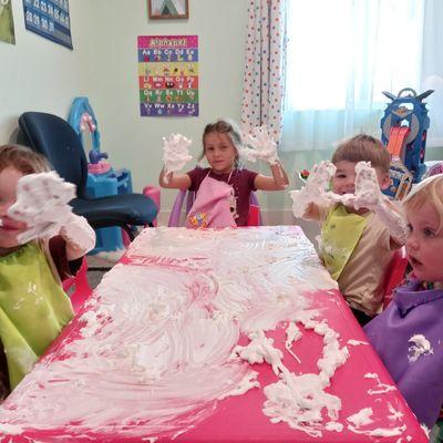 Sensory play with shaving cream