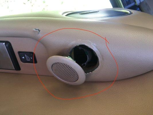 Speaker on door damaged