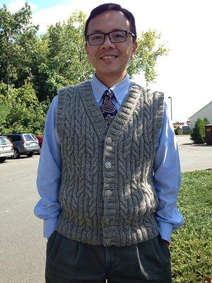 In a vest I knit