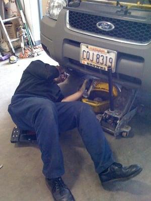 ZB  doing an oil change(owner and mechanic)