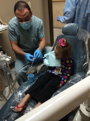 Dr. Kanarki was so nice to show my daughter every tool so that she would learn.