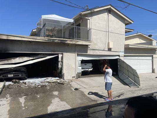 Damaged garages