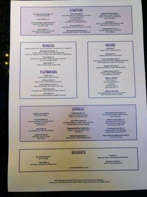 Menu as of November 2017