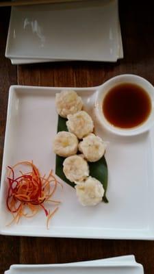 Shrimp shumai, with a delicious dipping sauce.