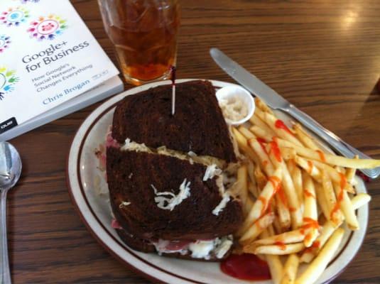 Reuben sando, fries and light reading. What could be better?