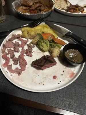 Terrible quality steak.
 It looked great but it was not.